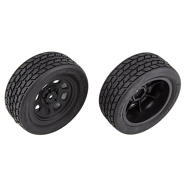 TEAM ASSOCIATED SR10 FRONT WHEELS WITH STREET STOCK TYRES