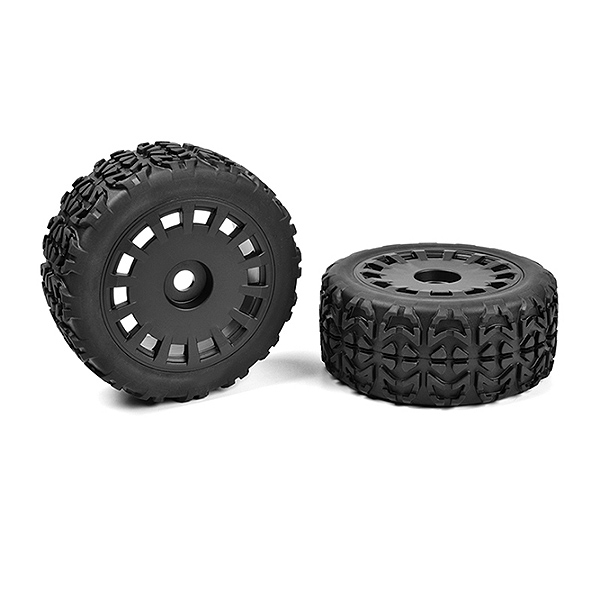 CORALLY OFF-ROAD 1/8 TRUGGY TIRES TRACER GLUED ON BLACK RIMS