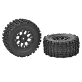 CORALLY XD TYRE SET GLUED ON BLACK RIMS - 1 PAIR