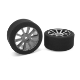 CORALLY ATTACK FOAM TYRES 1/10 GP TOURING 37 SHORE 30MM REAR CARBON RIMS 2PCS