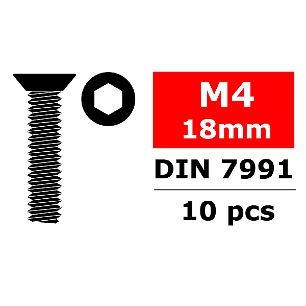 CORALLY STEEL SCREWS M4 X 18MM HEX FLAT HEAD 10 PCS