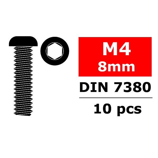 CORALLY STEEL SCREWS M4 X 8MM HEX BUTTON HEAD 10 PCS