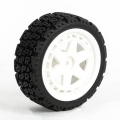 FASTRAX 1/10 'R' BLOCK RALLY TYRES/6-SPOKE WHITE WHEELS (4)