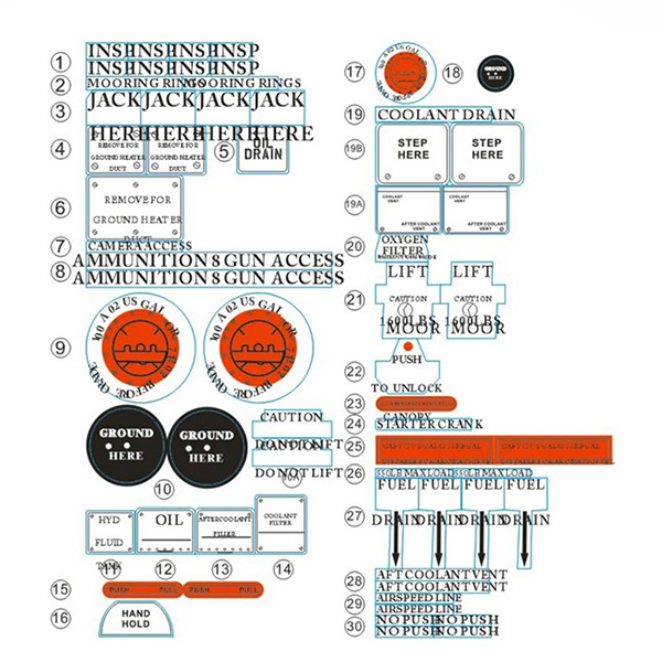 FMS P51 V7/V8 DETAIL DECAL SHEET