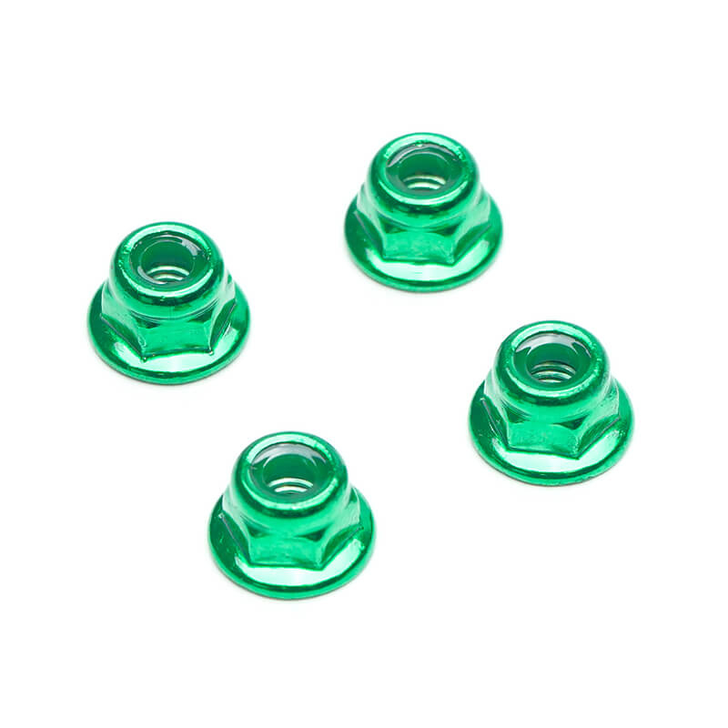 FASTRAX M4 GREEN FLANGED ALUMINIUM LOCKNUTS 4PCS FASTRAX M4 GREEN FLANGED ALUMINIUM LOCKNUTS 4PCS