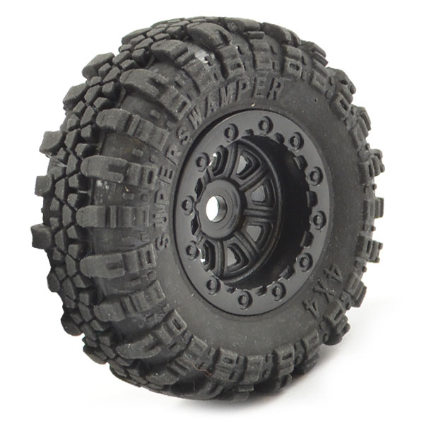 FTX OUTBACK MINI SWAMPER TYRE & WHEEL SET - BLACK (4PC)