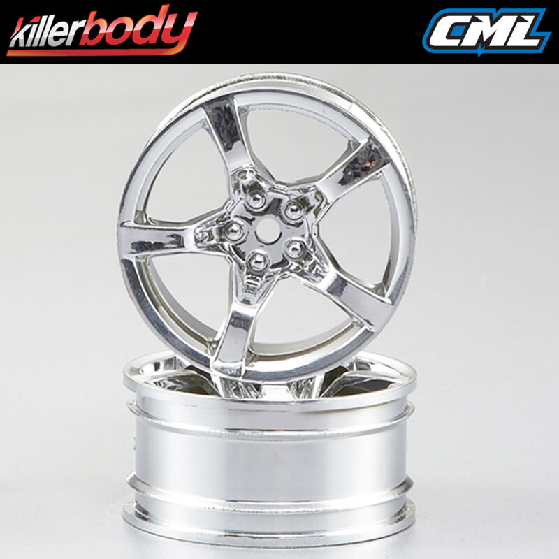 KILLERBODY WHEEL 3MM OFFSET CHROME 5-SPOKE 1/10 TC (4)