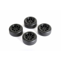 LOUISE RC DRIFT TYRES AND WHEELS 8 SPOKE BLACK +1MM (4PCS)