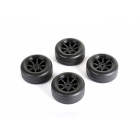 LOUISE RC DRIFT TYRES AND WHEELS 8 SPOKE BLACK +1MM (4PCS)