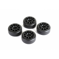 LOUISE RC DRIFT TYRES AND WHEELS 10 SPOKE BLACK +1MM (4PCS)