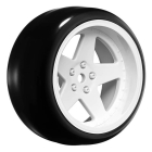 LOUISE RC 1/10 DRIFT 2,4,6,8MM OFFSET 5-SPOKE WHEELS GLOSS WHITE WITH TYRES