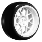 LOUISE RC 1/10 DRIFT 2,4,6,8MM OFFSET 14-SPOKE WHEELS GLOSS WHITE WITH TYRES