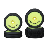 METHOD NITRAGRIP 1/24 BUGGY TY RES F/R ON 7MM HEX YELLOW (4)
