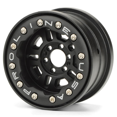 PROLINE FAULTLINE 2.2" BLK/BLK BEADLOCK 6 LUG WHEELS FOR YETI PL275815