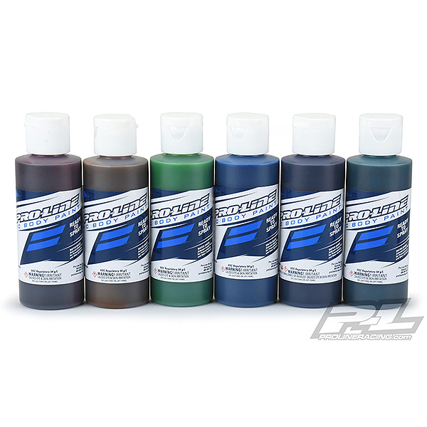 PROLINE RC BODY PAINT CANDY COLOUR SET (RED/YELL/GRE/BLUE/VIO/TURQ)