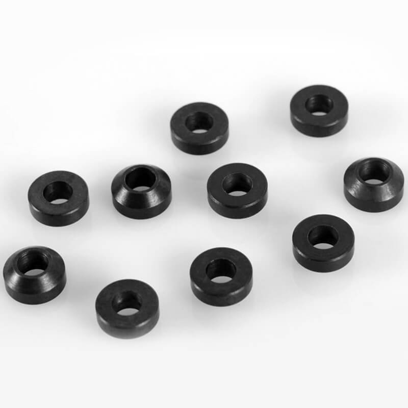 RC4WD HEAVY DUTY STEEL BLACK 3MM CON WASHERS (10)