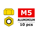 CORALLY ALUMINIUM NYLSTOP NUT M5 GOLD 10 PCS