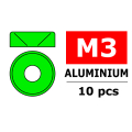 CORALLY ALUMINIUM WASHER FOR M3 FLAT HEAD SCREWS OD=8mm Green (10pcs)