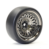 FASTRAX 1/10 (4) DRIFT D1 TYRE w/9MM CLASSIC WHEELS - BLACK CHROME FASTRAX 1/10 (4) DRIFT D1 TYRE w/9MM CLASSIC WHEELS - BLACK CHROME