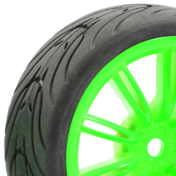FASTRAX 1/10 STREET / PNEUS 20SP NEON SCULPTURE ROUE VERT