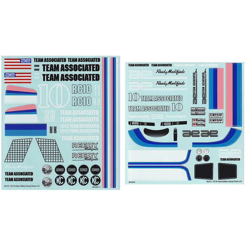 TEAM ASSOCIATED RC10CC DECAL SHEET