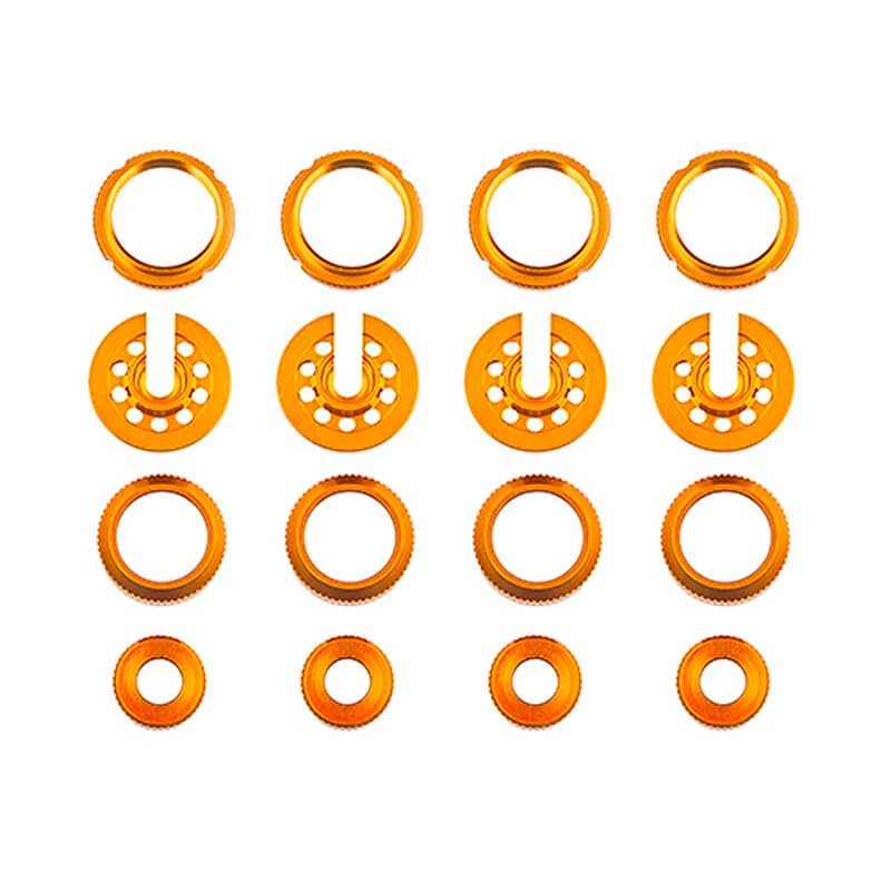 TEAM ASSOCIATED DC10 SHOCK COLLARS/SPRING CUPS ETC. GOLD