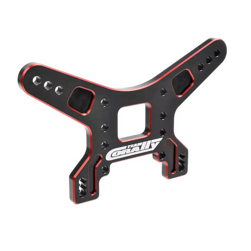 CORALLY SHOCK TOWER REAR 4MM ALUMINIUM 7075 HARD ANODISED BLACK/RE