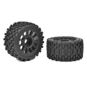 TEAM CORALLY 1/8 BUGGY TYRES SCORPION XTB REAR WIDE BLK RIM