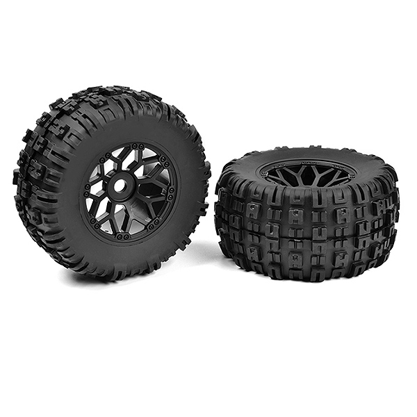 CORALLY OFF-ROAD 1/8 MT TYRES MUD CLAWS GLUED ON BLACK RIMS