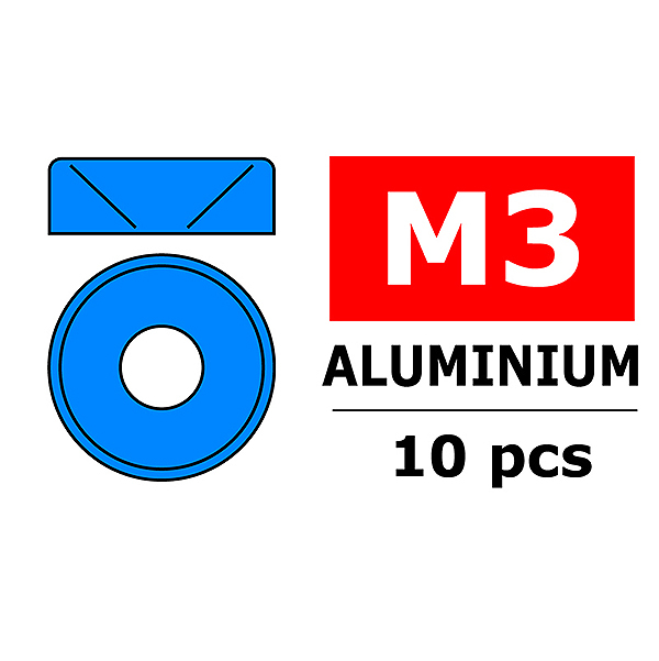 CORALLY ALUMINIUM WASHER FOR M3 FLAT HEAD SCREWS OD=8mm Blue (10pcs)