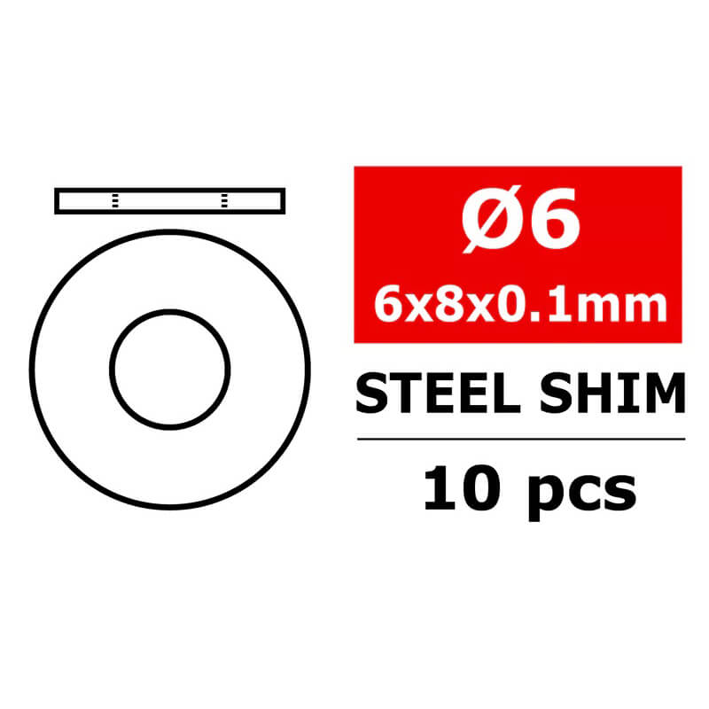 CORALLY STEEL METRIC SHIM 6X8X0,1MM 10 PCS