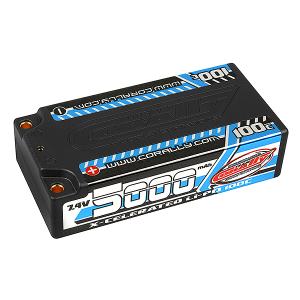 CORALLY XCELERATED 100C LIPO BATTERY 5000 MAH 7.4V SHORTY 2S 4MM BULLIT