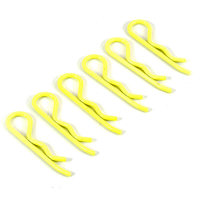 Fastrax 1/8th/1/5th/Transponder Body Clips Fluo Yellow (6)