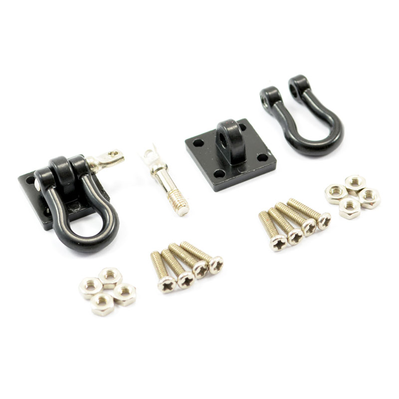 FASTRAX METAL BUMPER SHACKLES & MOUNTING BRACKET x2 (m2x6mm) BLACK