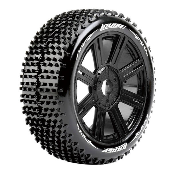 LOUISE RC B-HORNET 1/8 FR/RR SUPER SOFT HEX 17MM SPOKE BLACK