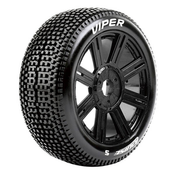 LOUISE RC B-VIPER 1/8 FR/RR SUPER SOFT HEX 17MM SPOKE BLACK