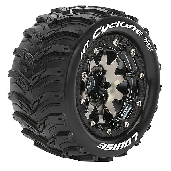 LOUISE RC MT-CYCLONE 1/10 SOFT BEAD-LOCK/0 OFFSET HEX 12MM BLACK CHROME