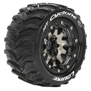 LOUISE RC MT-CYCLONE 1/10 SOFT BEAD-LOCK/1/2 OFFSET HEX 12M BLACK CHROME