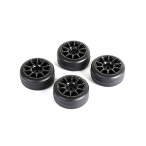 LOUISE RC DRIFT TYRES AND WHEELS 10 SPOKE BLACK +1MM (4PCS)