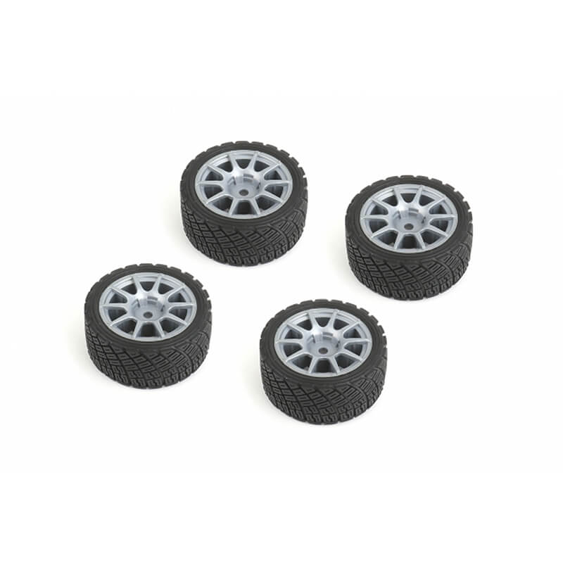 LOUISE RC RALLY TYRES AND WHEELS 10 SPOKE GRAY +1MM (4PCS)