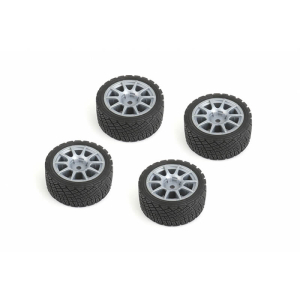 LOUISE RC RALLY TYRES AND WHEELS 10 SPOKE GRAY +1MM (4PCS)
