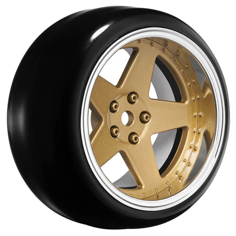 LOUISE RC 1/10 DRIFT 2,4,6,8MM OFFSET 5-SPOKE WHEELS BRONZE WITH TYRES