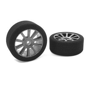 CORALLY ATTACK FOAM TYRES 1/10 GP TOURING 42 SHORE 26MM FRONT CARBON RIMS 2PCS