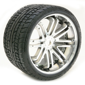 SWEEP ROAD CRUSHER BELTED TYRE ON SILVER 17MM WHEELS 1/4 OFFSET