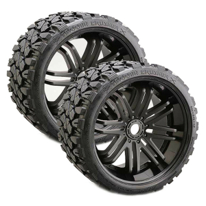 SWEEP TERRAIN CRUSHER BELTED TYRE ON BLACK 17MM WHEELS 1/4 OFFSET